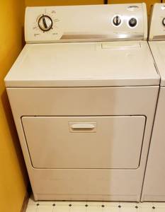 lot 4255 image: Whirlpool 3 Cycle 3 Temperature Dryer - Model WED5500SQ0 - WORKS - used during our set up time