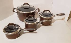 lot 4260 image: Set of 4 Nonstick Aluminum Farberware Pots with 4 Lids
