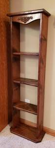 lot 4287 image: Small Wood Bookcase or Media Holder - 14 in. x 6in. x 48 in. - 4 shelf unit