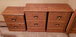 lot 4343 image: Lot of Three 2 Drawer Nightstands (2 have Detached Bases added - 4 in. tall) - 22 in. x 16 in. x 24 in. - contents on Top NOT included