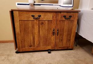lot 4361 image: Sewing Cabinet with Extendable Table End