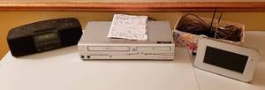 lot 4380 image: Lot of Chronomatic-309 RadioCassette Player, SV2000 DVD Player VCR, Digital Photo Frame and Cords - All work