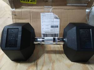 lot 6349 image: Amazon basics Rubber Encased Hex Dumbbell 45 Pounds