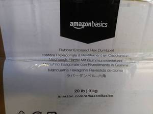 lot 6351 image: Amazonbasics Rubber Encased Hex Dumbbell, 20 Lb