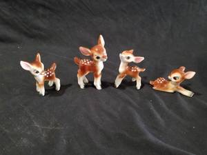 lot 7543 image: Lot of 4 Baby Deer Figurines