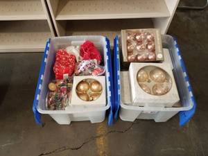 lot 7567 image: Two Totes of Christmas Decorations