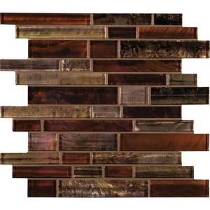 lot 5366 image: Artista Interlocking 12 in. x 12 in. x 8 mm Glass Mesh-Mounted Mosaic Tile