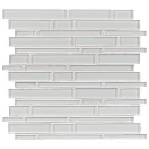 lot 5367 image: Ice Interlocking 12 in. x 12 in. x 8 mm Glass Mesh-Mounted Mosaic Tile
