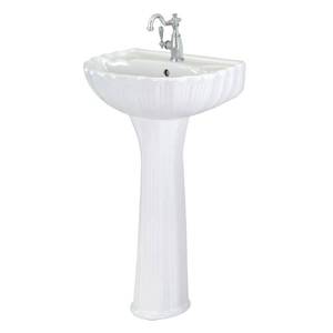 lot 5369 image: Brielle Pedestal Combo Bathroom Sink in White