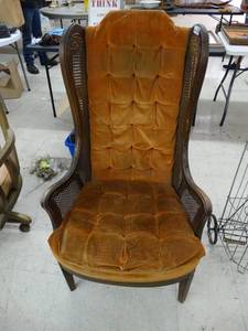 lot 4490 image: Wood frame wingback chair