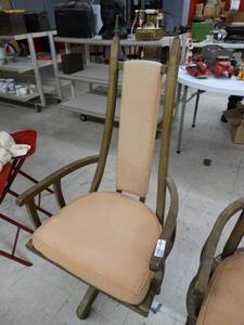 lot 4493 image: Vintage high back padded chair on wheels