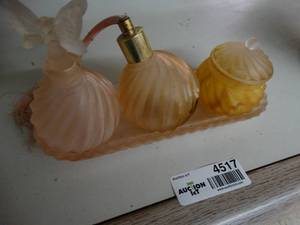 lot 4517 image: Glass vanity tray w vintage perfume bottles
