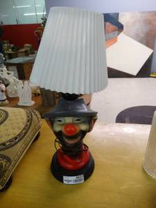 lot 4623 image: Awesome OLD clown table lamp