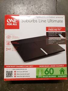 lot 230 image: One For All HDTV Antenna - Amplified Indoor TV Antenna - 50 mile range - 8 Feet Coaxial Cable - black