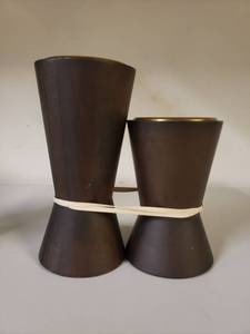lot 241 image: Candle Holder Dark Brown Large and Small - Project 62