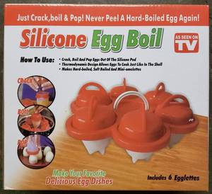 lot 252 image: 6 X Hot Silicone Egglettes Egg Cooker Hard Boiled Eggs Without Shell Non Stick