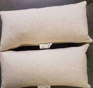 lot 269 image: Quilted Faux Leather Oversize Lumbar Throw Pillow (2 pack)