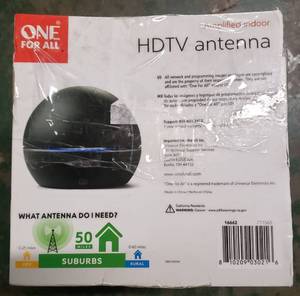 lot 283 image: One For All HDTV Antenna - Amplified Indoor TV Antenna - 50 mile range - 8 Feet Coaxial Cable - black