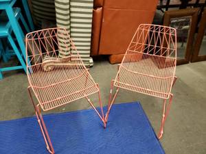 lot 2532 image: Pair of Metal Fashion Chairs