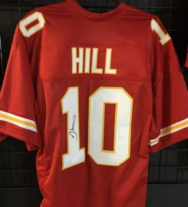 lot 1002 image: Signed Tyreek Hill Kansas City Chiefs #10 Custom Jersey With James Spence Authentication WITNESSED