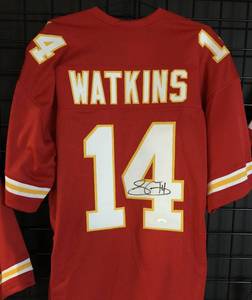 lot 1005 image: Signed Sammy Watkins #14 Kansas City Chiefs Custom Football Jersey wJames Spence WITNESSED Authentication