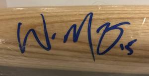 lot 1008 image: Signed Whit Merrifield Full Sized Baseball Bat with James Spence WITNESSED Authentication wBold Blue Ink Autograph