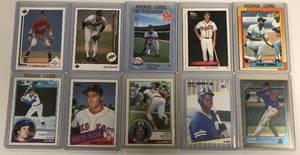 lot 1031 image: Lot of Ten Hall of Famer Rookie Cards - Sandberg, Clemens, Gwynn, Griffey Jr, Halladay, Frank Thomas, Chipper Jones x2, Alomar, & Smoltz