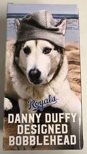 lot 1045 image: Danny Duffy Designed Bobble Head Kansas City Royals Stadium Giveaway New In Box Bobble - Duffy & His Dog