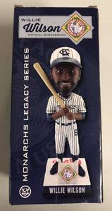 lot 1046 image: Willie Wilson New In Box Monarchs Legacy Collection Bobble Head - Signed By Wilson On Hat