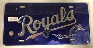 lot 1048 image: Signed Kansas City Royals Metal License Plate Paulo Orlando & Scott Barlow