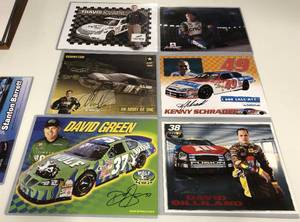 lot 1058 image: Seven NASCAR 8x10 Photographs & Signature Plaques All In Protective Cases - Burton, Nemecek, Schrader & More