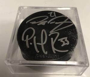 lot 1065 image: Signed Patrick Roy & Petr Forsberg Colorado Avalanche Hockey Puck