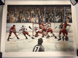 lot 1068 image: 1976 Winter Olympics USA Hockey Team Signed Lithograph - William Nelson Artist #40400 22 inches x 29 inches