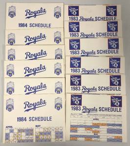 lot 1078 image: Lot of Twelve Kansas City Royals 1983 and 1984 Paper Folding Schedules - Mint Condition - Wall Hanging But Never Used