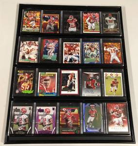 lot 1084 image: Kansas City Chiefs Football Card Display With Derrick Thomas Rookie, Tony Gonzalez Numbered Card, & More