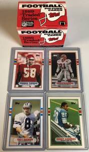 lot 1025 image: Mint 1989 Topps Update Complete Set - 132 Football Cards - Barry Sanders, Derrick Thomas, Troy Aikman, and Deion Rookies