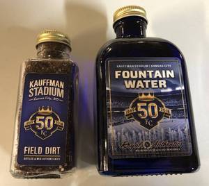 lot 1027 image: Kansas City Royals Kaufman Stadium Field Dirt & Fountain Water - Both Sealed with MLB Hologram Authenticity