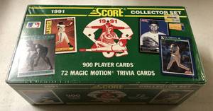 lot 1122 image: Complete Factory Sealed 1991 Score Baseball Card Set With All 900 Cards with Bonus Cooperstown Cards Set