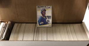 lot 1138 image: Complete 1989 Fleer 660 Baseball Card Trading Card Set With Ken Griffey Jr Rookie, Randy Johnson Rookie, John Smoltz RC, Billy Ripken CorrectedBlack Out