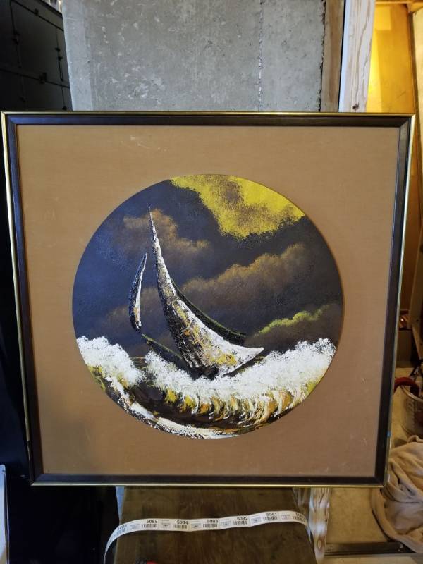 Oil Painting Rough Sail During Dusk Twilight Zone Of Treasures