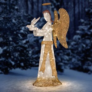 lot 50 image: Haute Dcor Gold LED Praying Angel with Dove 60