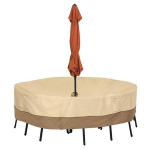 lot 308 image: Classic Accessories Veranda Round Patio Table and Chair Cover with Umbrella Hole