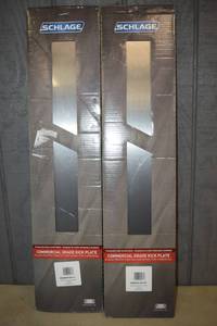 lot 31 image: 2 Schlage Commercial Grade Kick Plates Stainless Steel