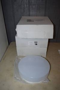 lot 230 image: 3 Luma Pro Round Compact Fluorescent Fixtures