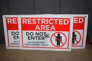 lot 451 image: 3 Metal Signs 12 x 17.5