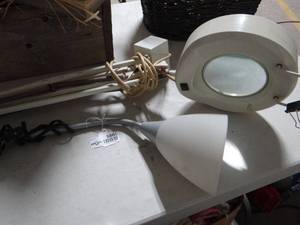 lot 5865 image: 2 Desk Lamps, 1 Magnifying