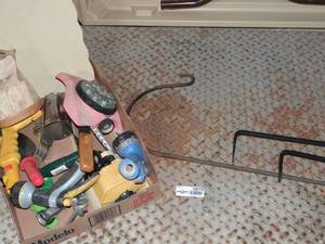 lot 5870 image: Yard Supplies- Shepard Hook, Hangers, Sprinklers, etc.