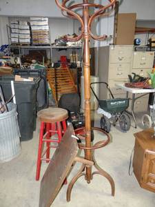 lot 5919 image: Asst. Lot Coat Rack, Stool, etc.