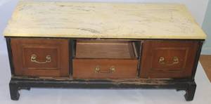 lot 2014 image: Wooden Coffee Table with Stone Top (matches 2005 & 2006)
