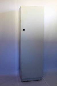 lot 2012 image: Antique Single Door Steel Free Standing Metal Storage Cabinet with Magnetic Closure